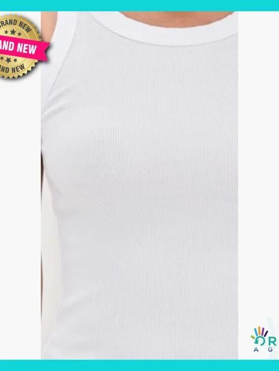 Ribbed Tank Top Cropped Fit Lightweight Jersey Chic Minimal Casual Formal - Picture 6 of 6